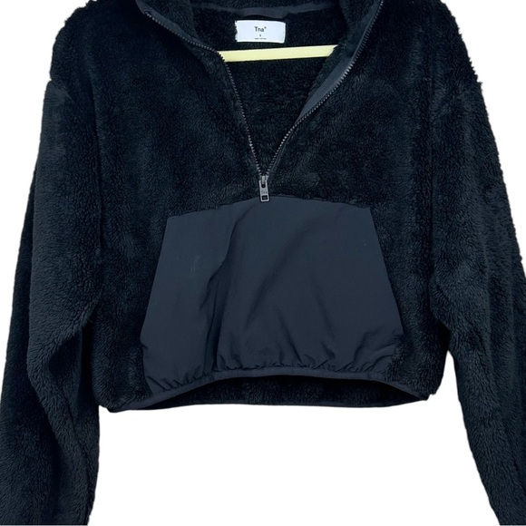 Aritzia TNA Keaton Hoodie SMALL 1/2 Zip Warm Fleece DarkAcademia Grunge Goth - Picture 7 of 16